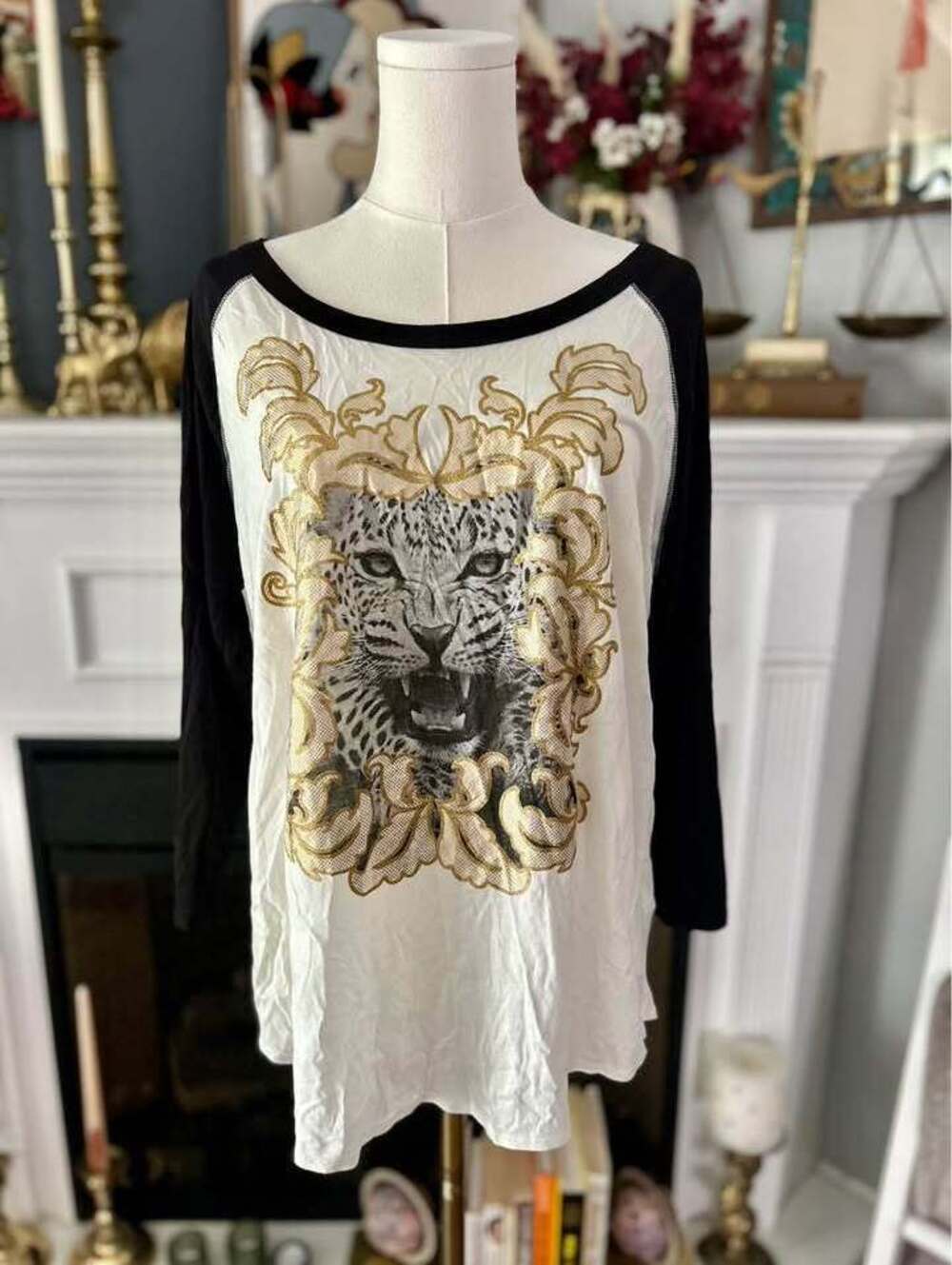 Juicy Couture Leopard Graphic Raglan Tee Size XL